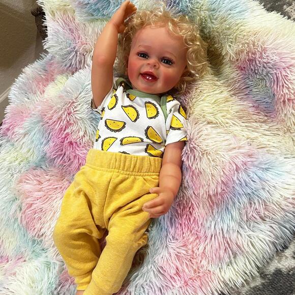 Blonde Full Silicone Vinyl Reborn Baby Boy Doll & Accessories (NWT) - Picture 4 of 8